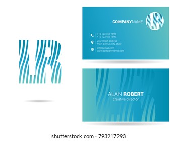 L & R joint logo line letter design with business card template