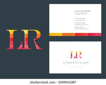 L & R joint logo multi color letters with business card template