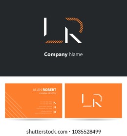 L & R joint logo stroke letter design with business card template