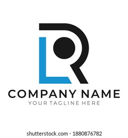 Diseño con logotipo L R en colores negro y azul. Ilustración del logotipo del icono del vector de letras modernas creativas.