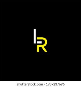 L R letter logo vector design on black color background. lr monogram