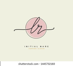 L R LR Beauty vector initial logo, handwriting logo of initial signature, wedding, fashion, jewerly, boutique, floral and botanical with creative template for any company or business.
