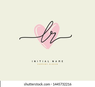 L R LR Beauty vector initial logo, handwriting logo of initial signature, wedding, fashion, jewerly, boutique, floral and botanical with creative template for any company or business.
