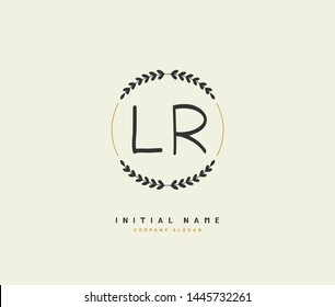 L R LR Beauty vector initial logo, handwriting logo of initial signature, wedding, fashion, jewerly, boutique, floral and botanical with creative template for any company or business.
