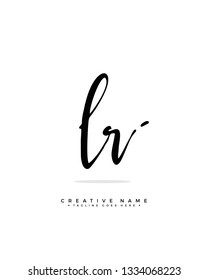 L R LR initial logo signature vector. Handwriting concept logo.