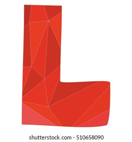 L red alphabet vector letter isolated on white background