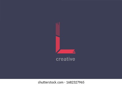 L red color alphabet letter logo design icon for business and company