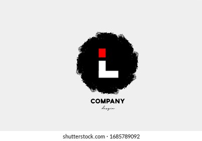 L red white black letter alphabet logo icon with grunge design for business and company