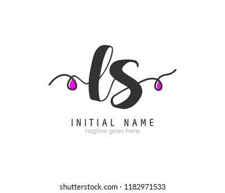 L S Initial handwriting logo vector template