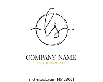 L S LS Initial handwriting logo design with circle. Beautyful design handwritten logo for fashion, team, wedding, luxury logo.