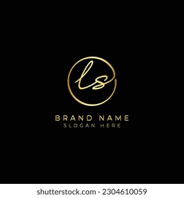 L, S, LS Letra inicial manuscrita y logotipo del vector de la firma. Plantilla de negocio en forma redonda
