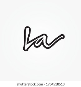 L A script letter logo design vector