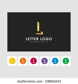 L shadow  letter logo. gold color and some other colors