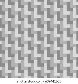 L shape grey blocks wallpaper. Repeated mosaic figures background. Seamless surface pattern design with polygons. Pavement motif. Digital paper with pavers for page fills, web designing, print. Vector