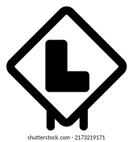 L Shaped Learner Zone On A Road Sign Board