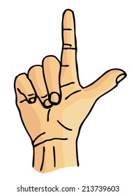 L Sign Language Or Hand Pointing Upwards