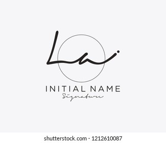 L A Signature initial logo template vector