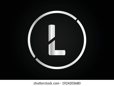 Diseño de Logotipo Carta de plata L con Swoosh Círculo y Textura Metal de plata.