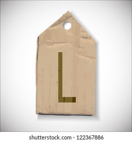 L Size label isolated on white