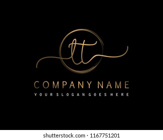 L T Initial handwriting logo vector