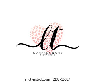 L T Initial handwriting logo vector