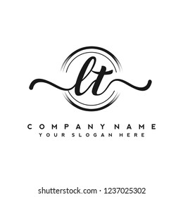 L T Initial handwriting logo vector
