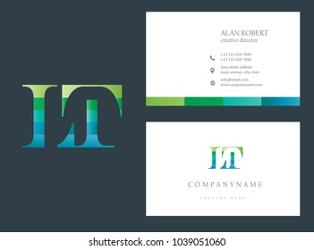 L & T joint logo multi color letters with business card template