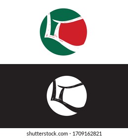 l t logo design - green and red colors logo design