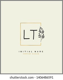 L T LT Beauty vector initial logo, handwriting logo of wedding, fashion, jewerly, heraldic, boutique, floral and botanical with creative template for any company or business.