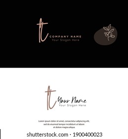 L T LT Initial letter handwriting and signature logo. Beauty vector initial logo .Fashion, boutique, floral and botanical