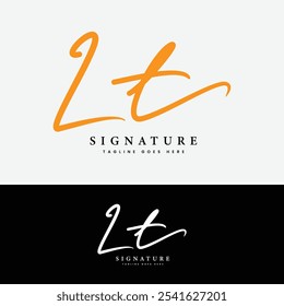 L, T, LT Initial letter logo. Alphabet LT Handwritten Signature logo