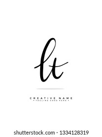 L T LT initial logo signature vector. Handwriting concept logo.