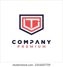 l t shield logo design vector monogram initial letter