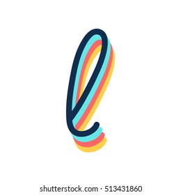 L type retro colors hand writing alphabets