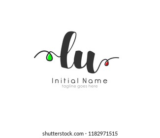 L U Initial handwriting logo vector template