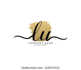 L U Initial handwriting logo vector