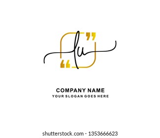 L U Initial Handwriting Logo Template