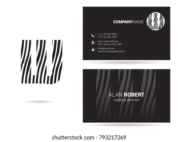L & U joint logo line letter design with business card template