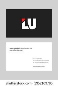 L & U letters Joint logo icon with business card vector template.