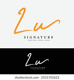 L, U, LU Initial letter logo. Alphabet LU Handwritten Signature logo