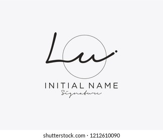 L U Signature initial logo template vector