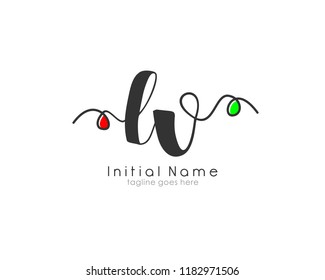 L V Initial handwriting logo vector template