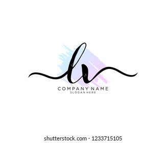 L V Initial handwriting logo vector