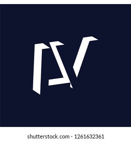 L V initial letter with negative space logo icon vector template