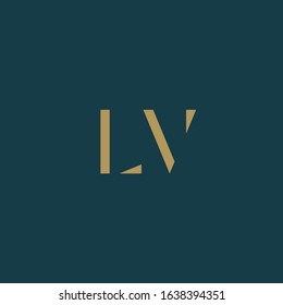 L & V initials logo in gold color.