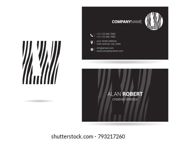 L & V joint logo line letter design with business card template