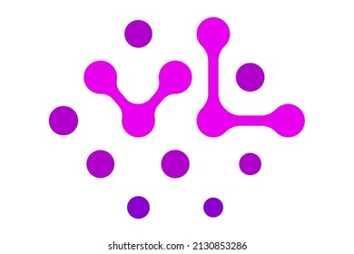 L and V letters logo with capital V and L letters. Logo sign with circles in blue and purple colors.