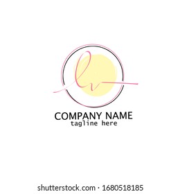 L v Lv Beauty vector initial logo, handwriting logo of initial signature, with creative template for any company or business