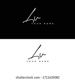 L V LV Letra inicial manuscrita y logotipo de firma.	
