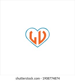 L V unique abstract letter logo design. lv monogram